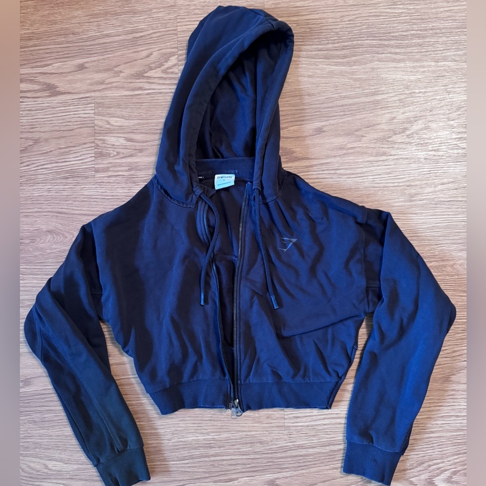Gymshark Black Cropped Hoodie